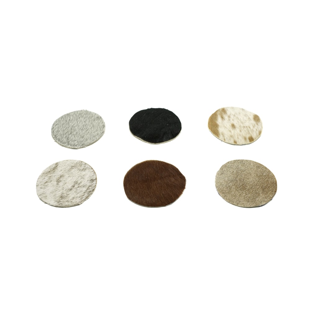 Posavasos Redondos De Cuero De Vaca<span> - </span>Multicolor Redondo