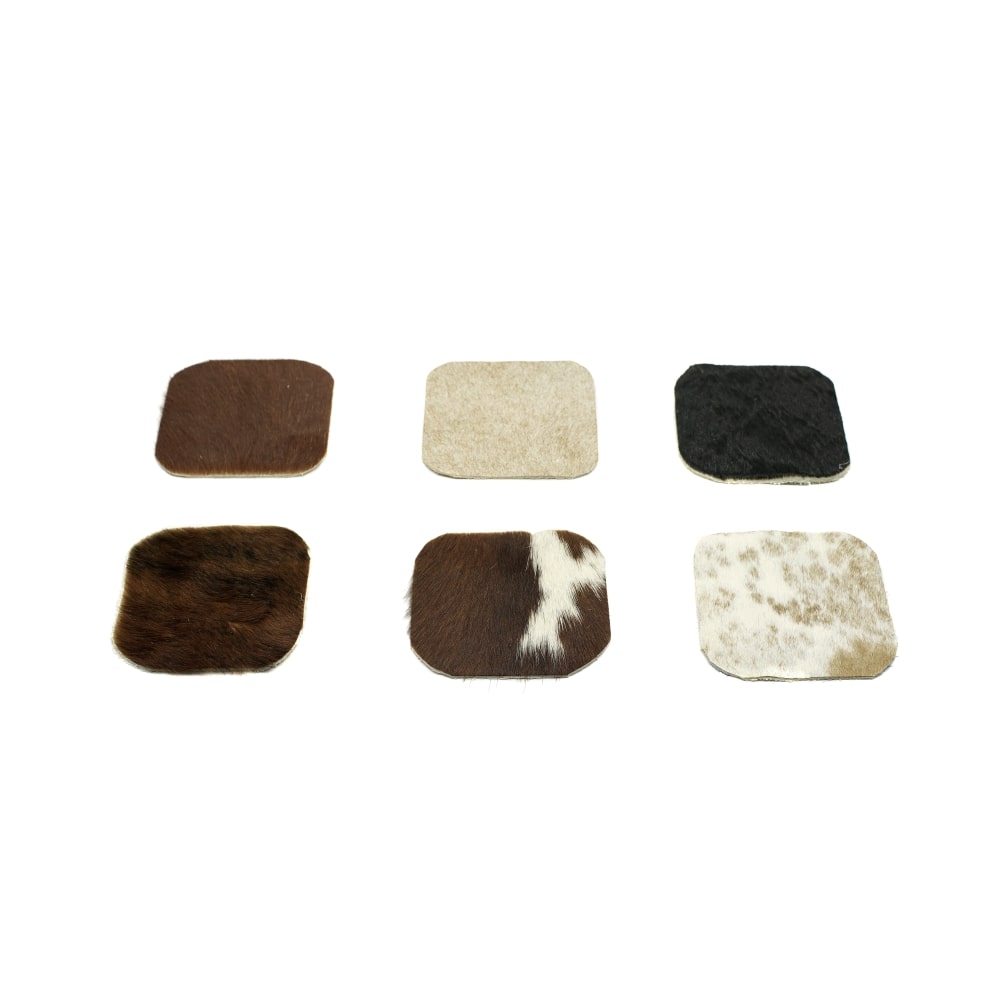 Posavasos Cuadrados De Cuero De Vaca<span> - </span>Mix Cuadrado