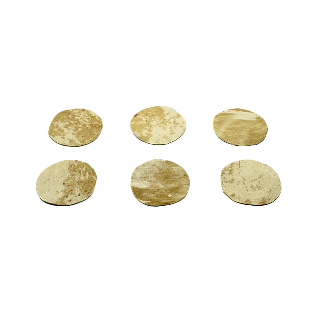 Posavasos Redondos De Cuero De Vaca<span> - </span>Vintage Claro Redondo