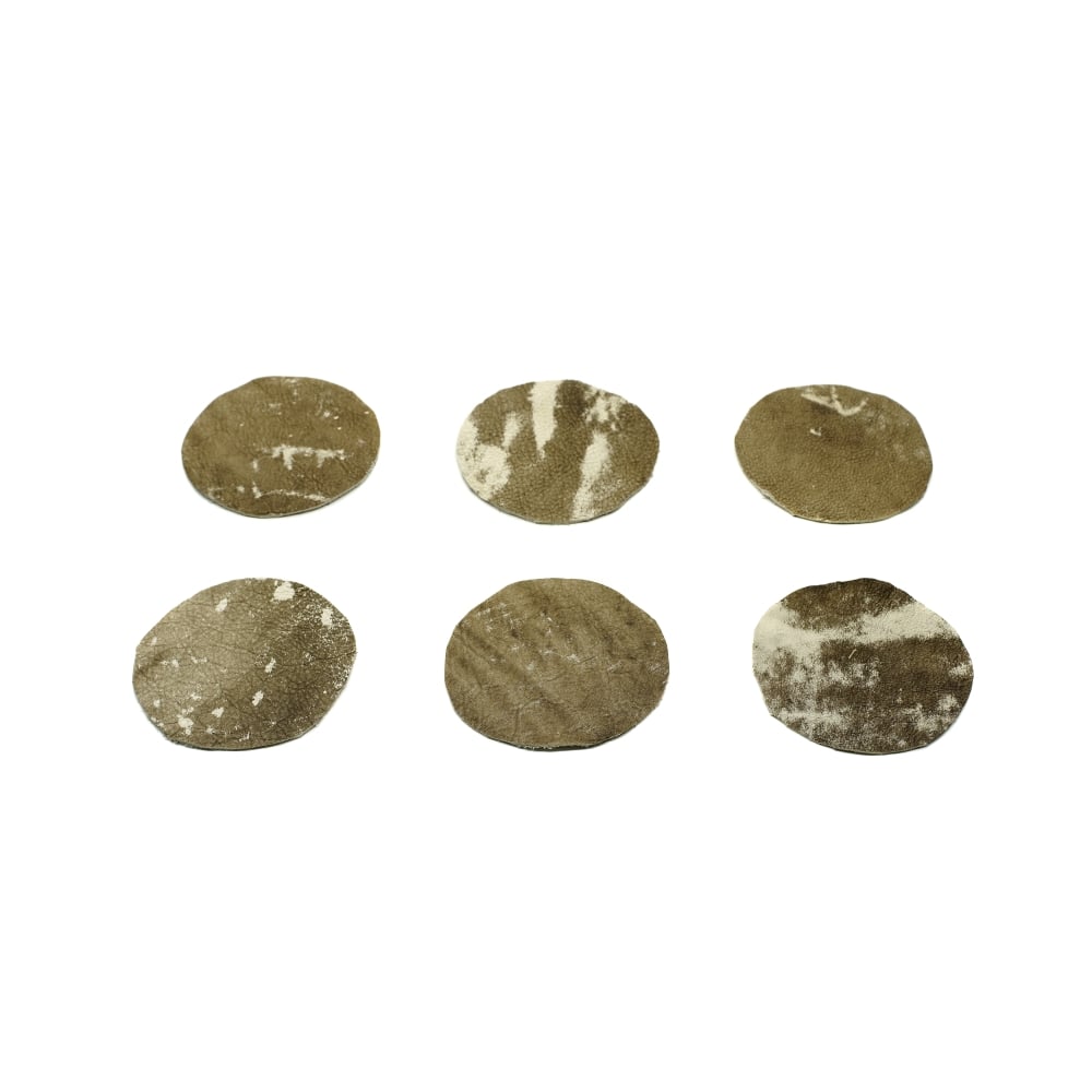 Posavasos Redondos De Cuero De Vaca<span> - </span>VIntage Oscuro Redondo