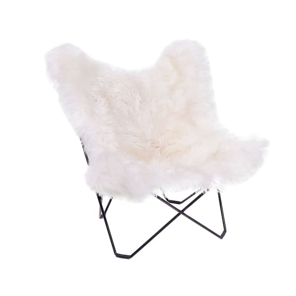 Sillón BKF de Cuero Lanar<span> - </span>LANAR BLANCO PUNTA NATURAL