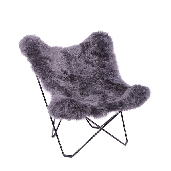 Sillón BKF de Cuero Lanar<span> - </span>LANAR GRIS PUNTA NATURAL