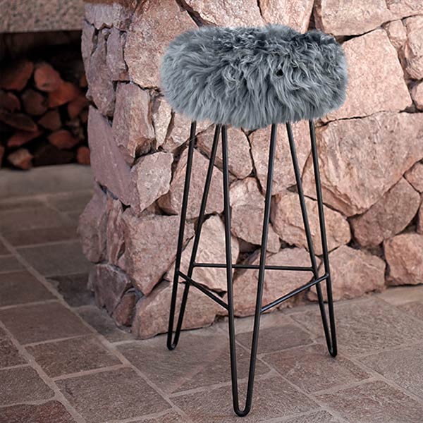 Banqueta de Cuero Lanar 0,80<span> - </span>GREY