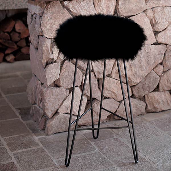 Banqueta de Cuero Lanar 0,80<span> - </span>BLACK