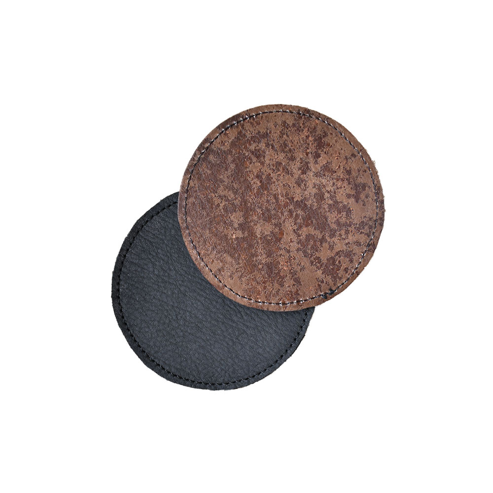 Posavasos Redondos Reversibles De Cuero De Vaca<span> - </span>PVR-VMVN