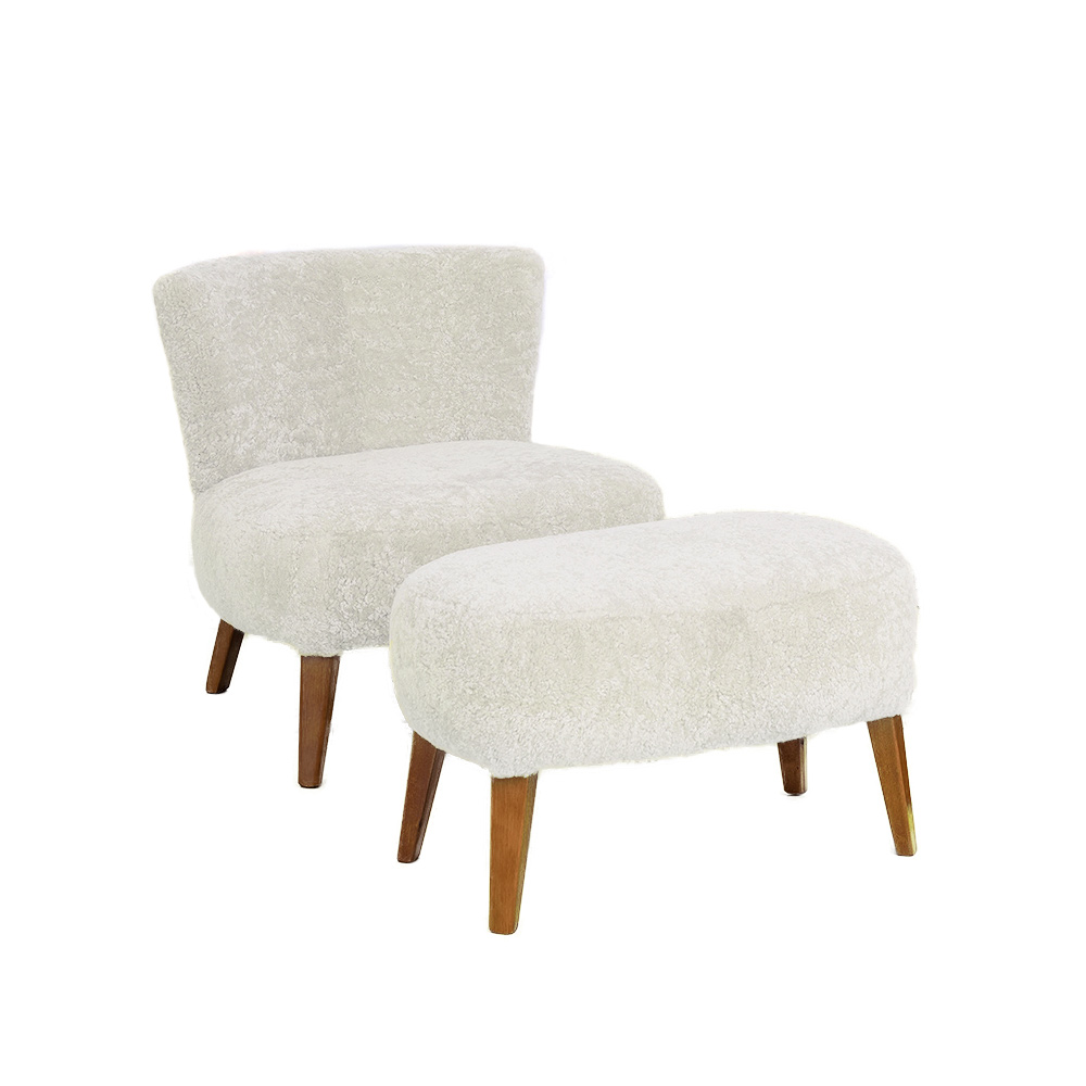 Sillón y Apoya Pie Febo Lanar Rasado<span> - </span>WHITE