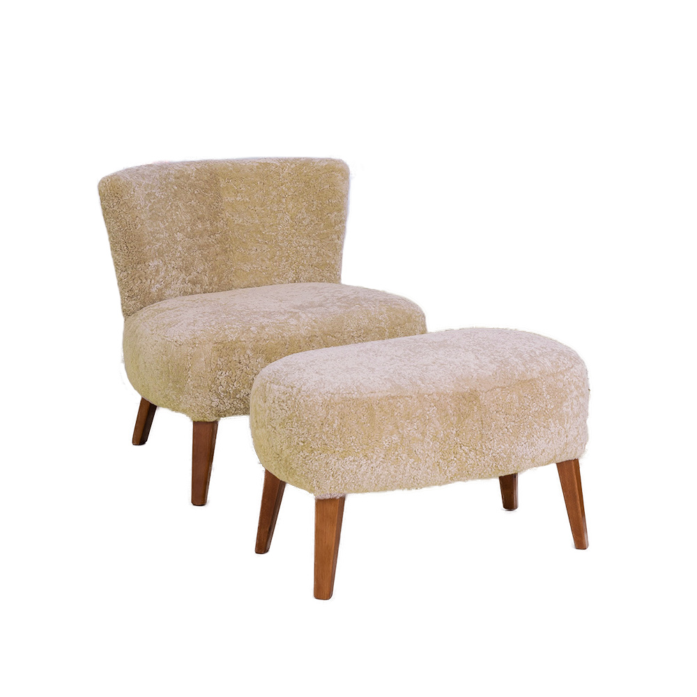 Sillón y Apoya Pie Febo Lanar Rasado<span> - </span>Beige N55 Rasado