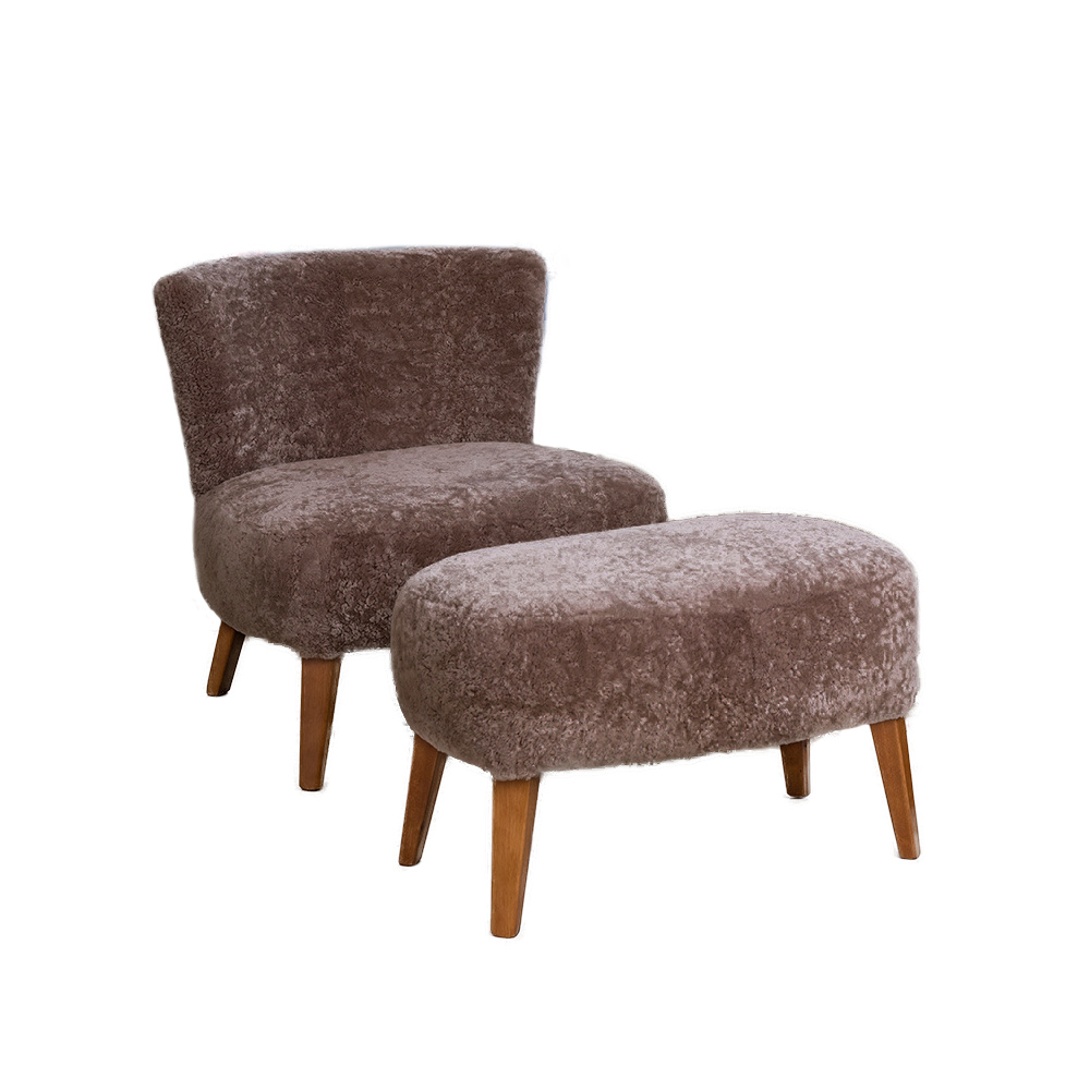 Sillón y Apoya Pie Febo Lanar Rasado<span> - </span>Beige O21 Rasado