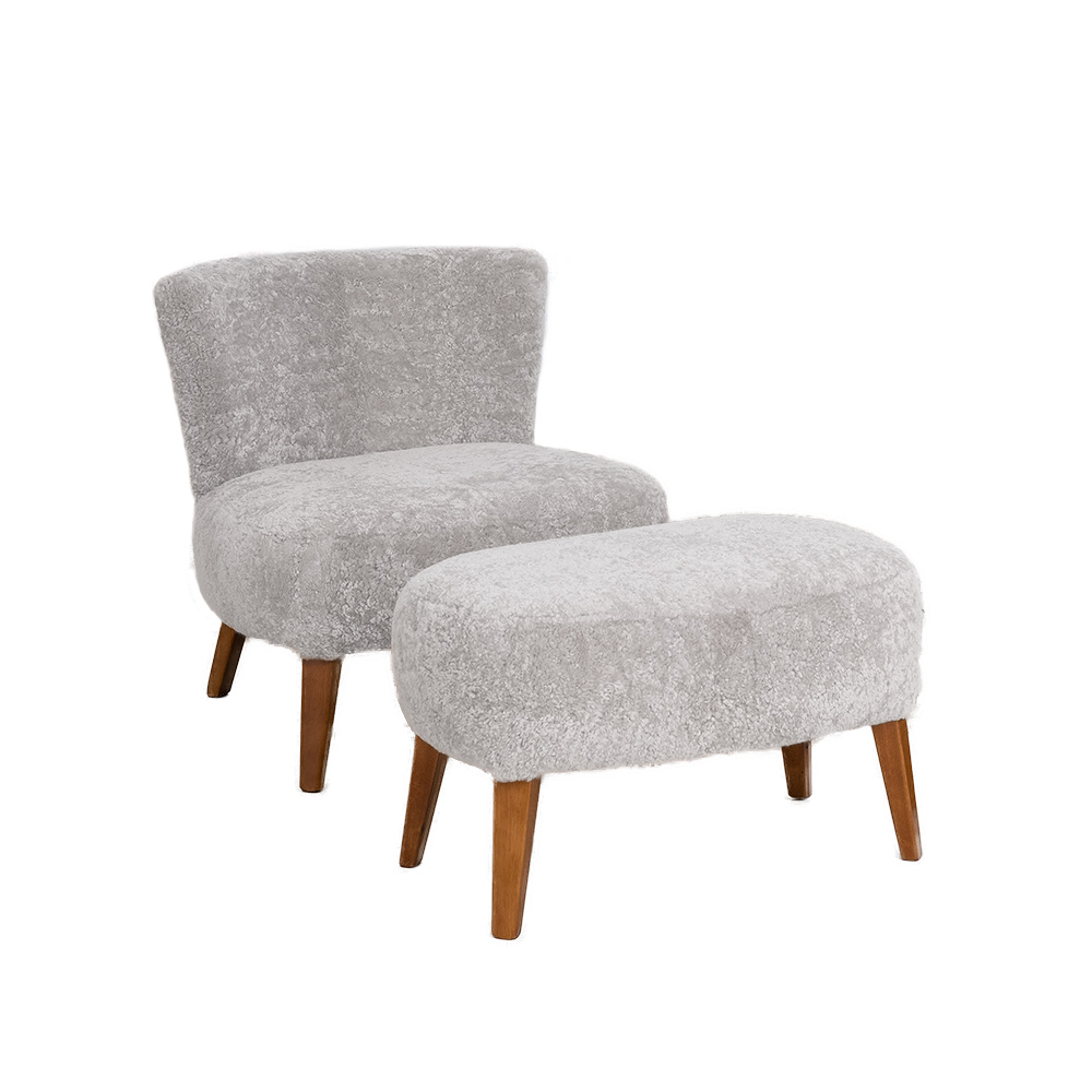 Sillón y Apoya Pie Febo Lanar Rasado<span> - </span>Gris Q09 Rasado