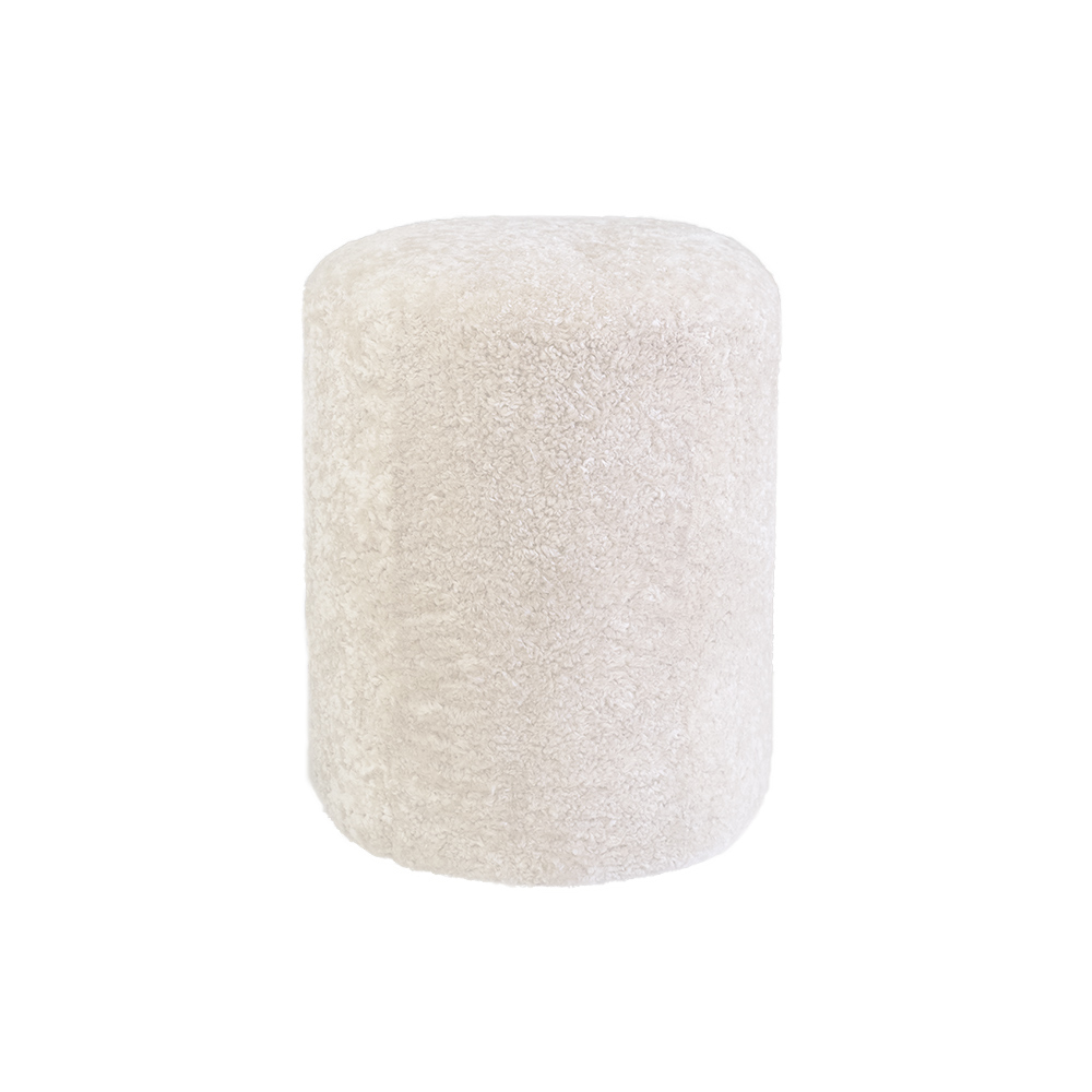 Puff Lanar Rasado Redondo Cilíndrico<span> - </span>PCILINDRO60-BCO