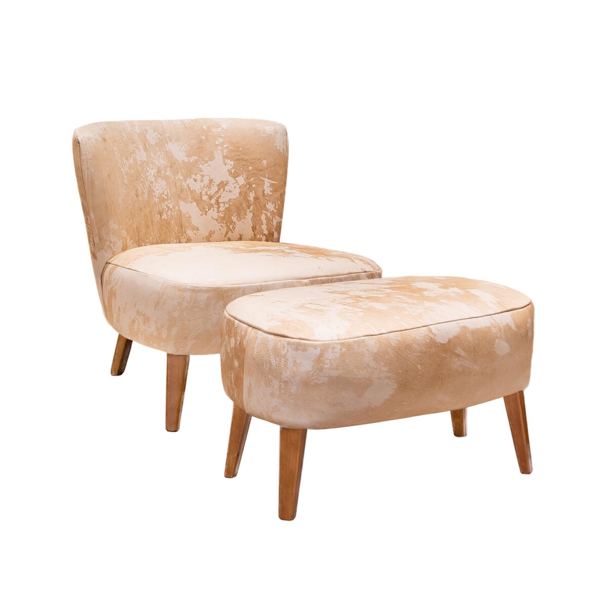 Sillón y Apoya Pie Febo Cuero Vacuno<span> - </span>Vintage Light