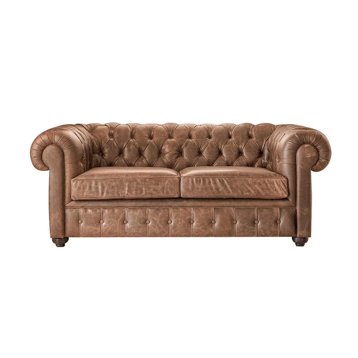 Sillón Chesterfield Chico de Cuero Vacuno<span> - </span>CRASH Marrón