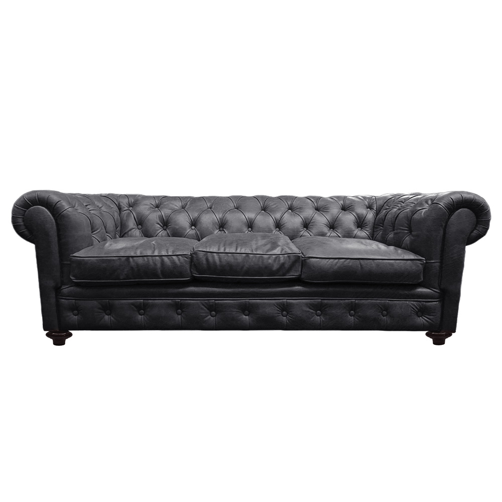Sillón Chesterfield Cuero Vacuno<span> - </span>CRASH Negro