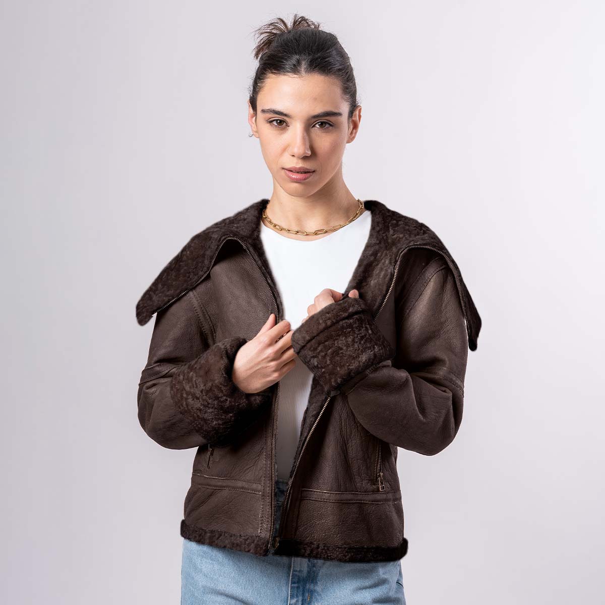 Campera Olivia Cuero de Oveja<span> - </span>COLIVIA-Q32