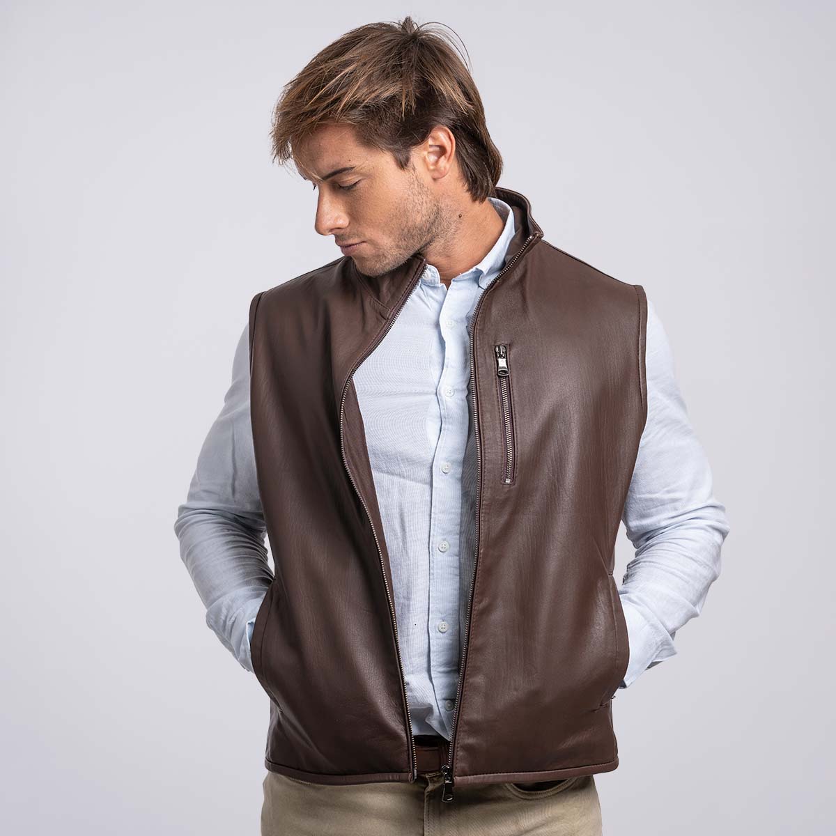 Chaleco Jeffrey Cuero de Oveja<span> - </span>CJEFFRY-V81