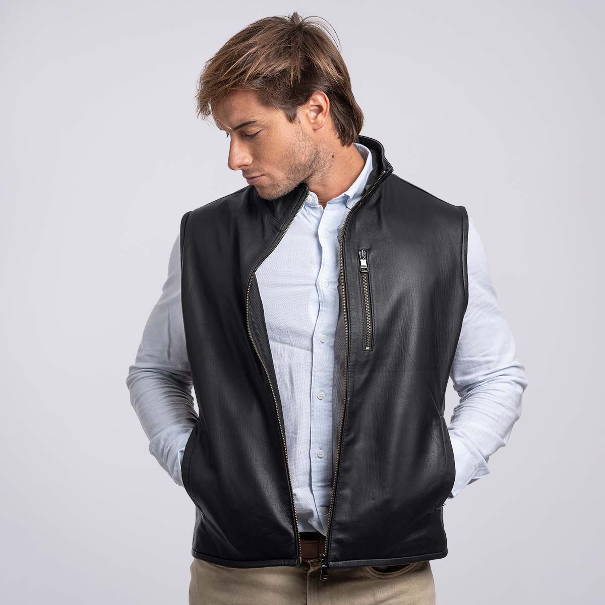 Chaleco Jeffrey Cuero de Oveja<span> - </span>CJEFFRY-V62